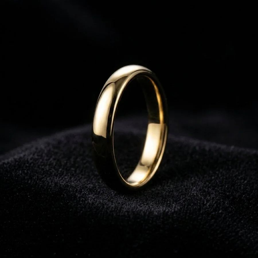 A gold band on black velvet